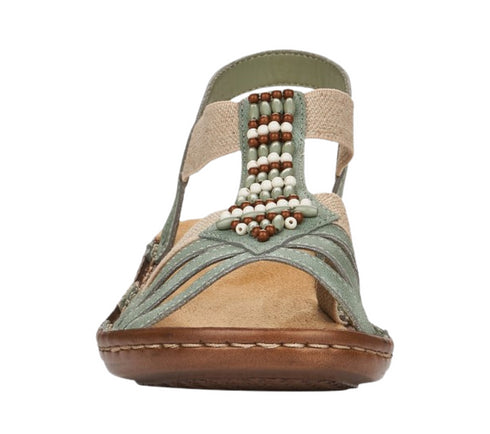 Sandale casual, dama, RIEKER ANTISTRESS, 60851-52 verde, piele ecologica